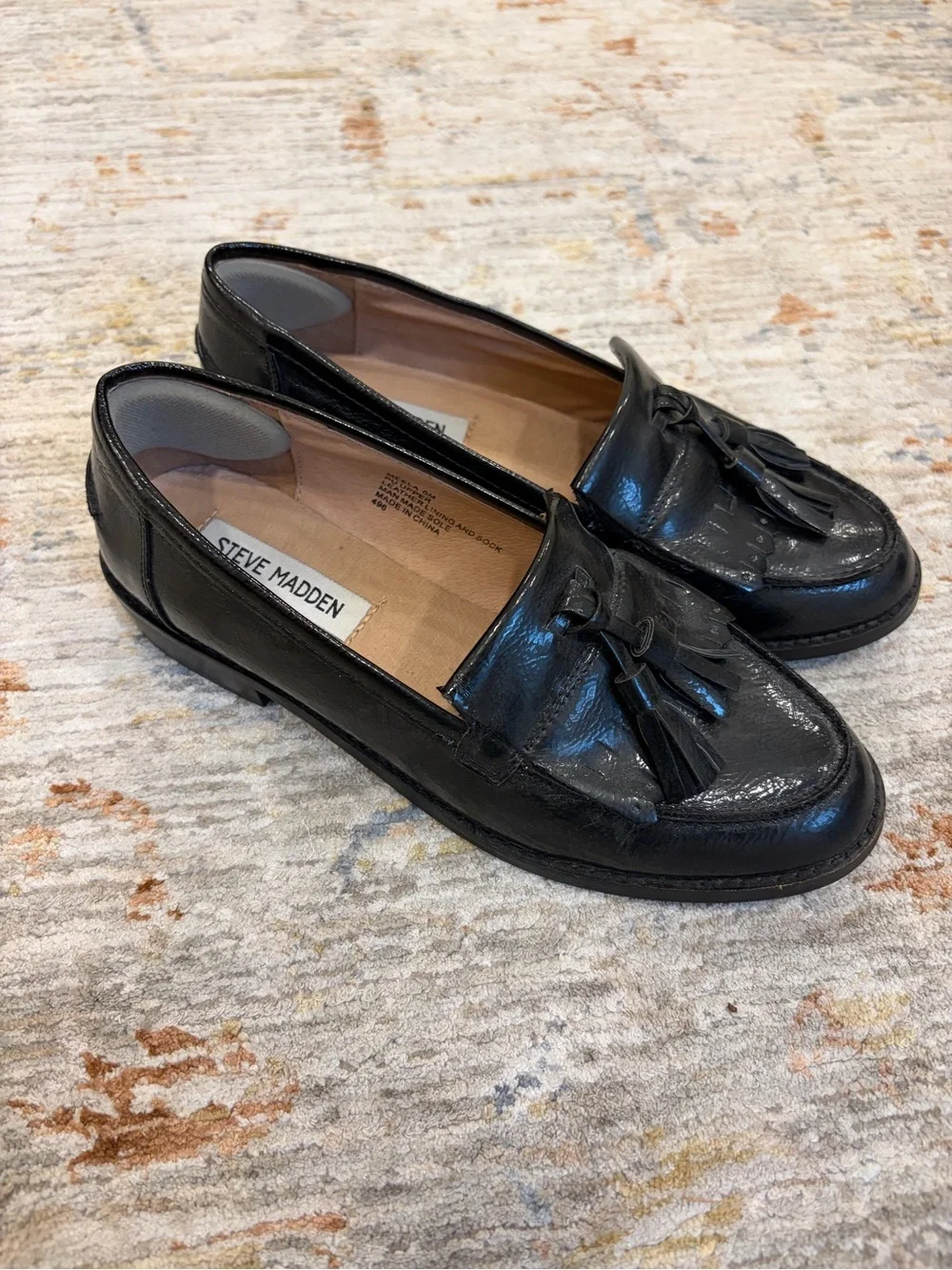 Steve Madden Black Leather Tassel Loafers